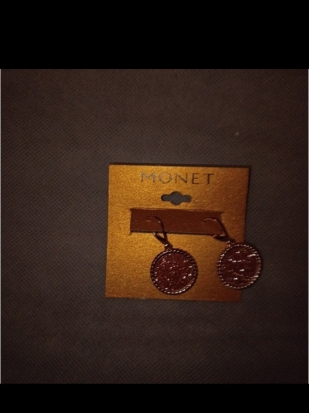 Monet Brown Textured Round Drop Earrings
